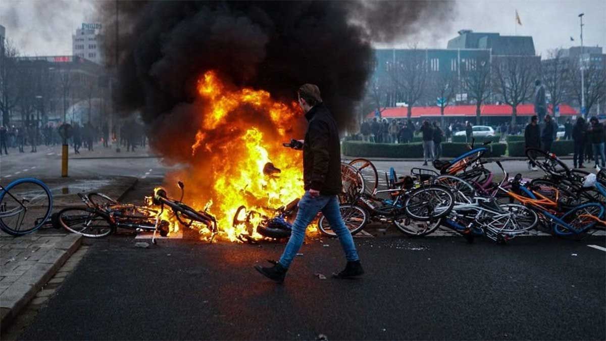 El saldo de las protestas en los Países Bajos contra el toque de queda dejó casi 200 detenidos, 10 policías heridos y tiendas, bicicletas y autos incendiados.