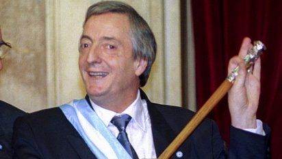 Néstor Kirchner al asumir como Presidente.