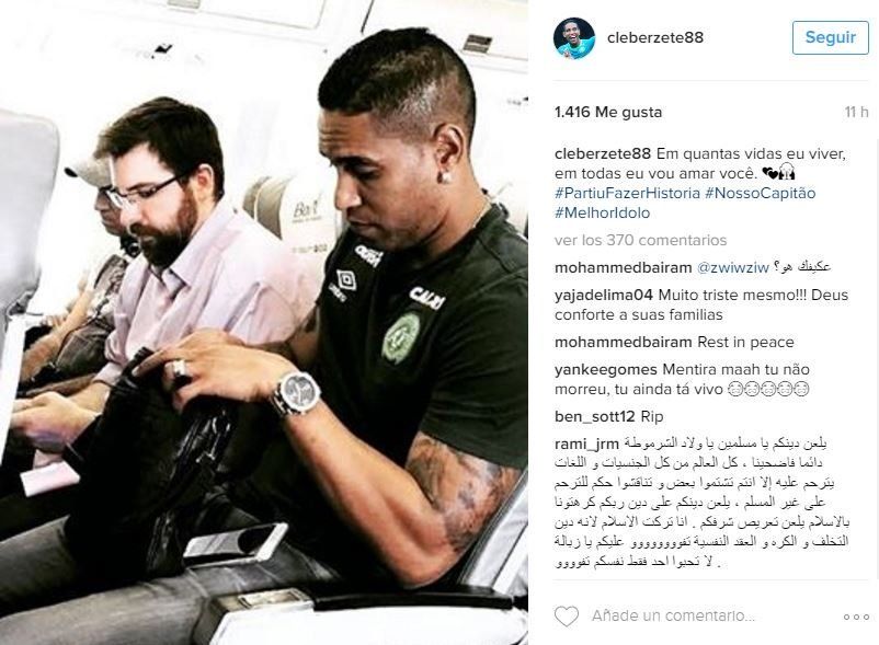 Fuerte: el mensaje de Santana en Instagram, minutos antes del despegue