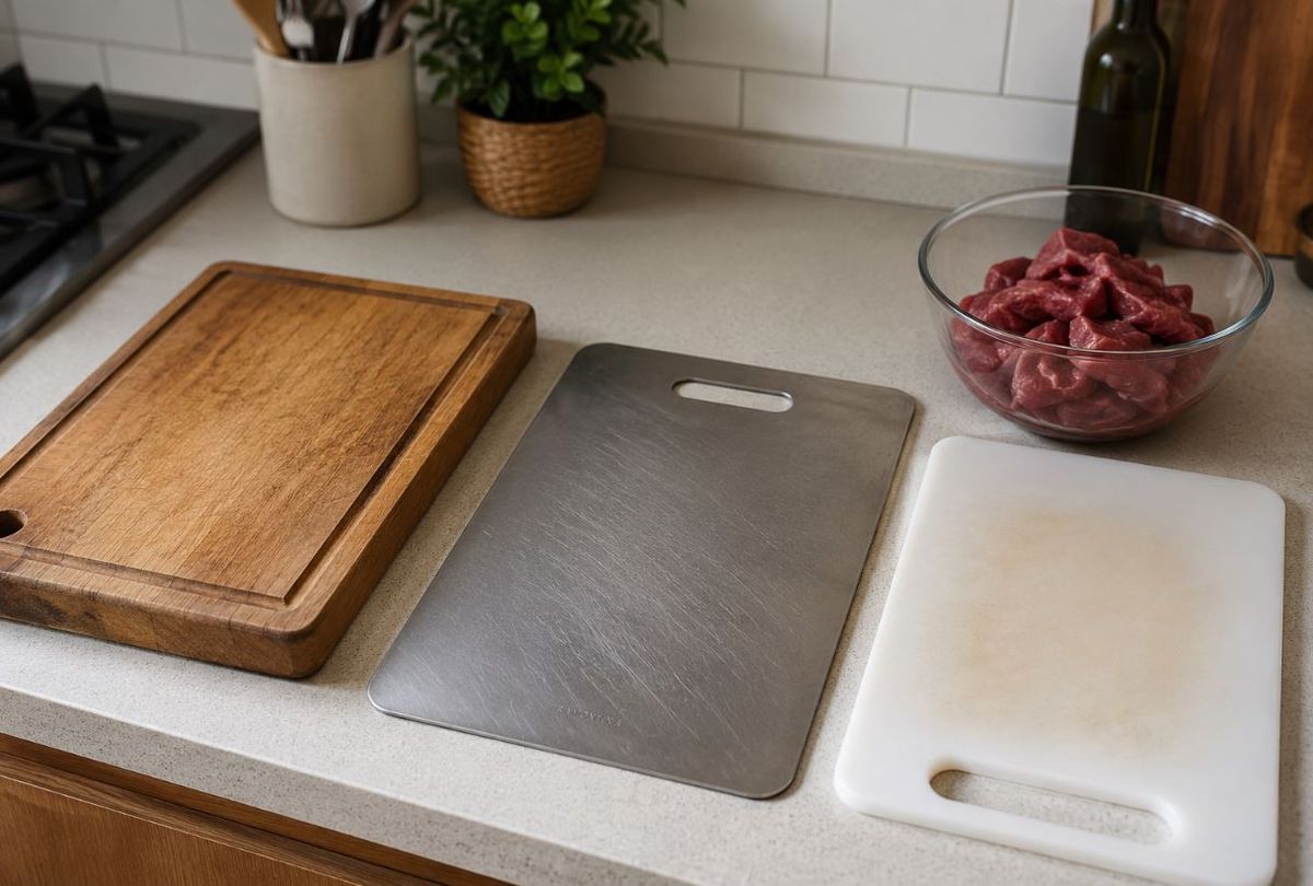 Madera, metal o plástico. Las diferencias y cuál es mejor para cortar carne. Imagen ilustrativa IA.&nbsp;