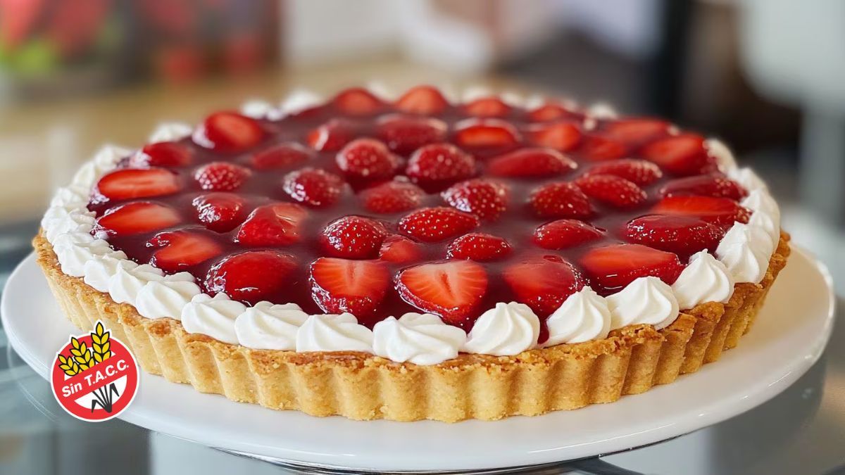 La receta de esta tarta de frutillas sin TACC es muy fácil de preparar.