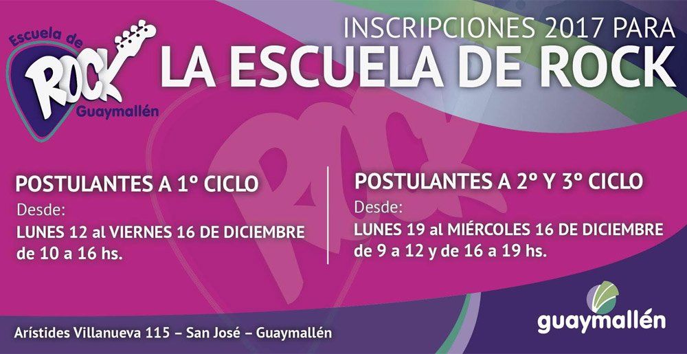 La Escuela de Rock abrirá las inscripciones para el ciclo 2017