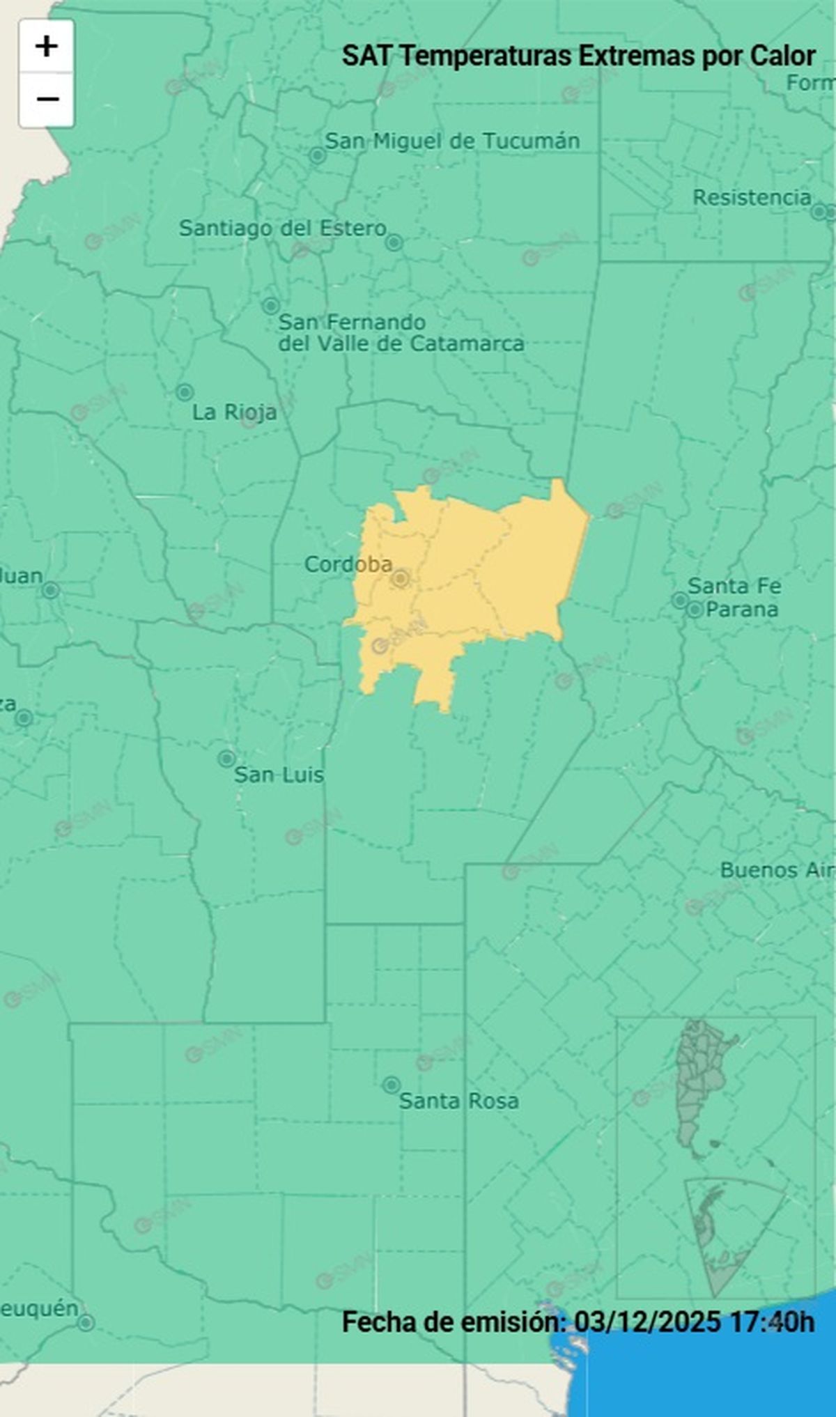 Esta es la &uacute;nica provincia con temperaturas muy elevadas.