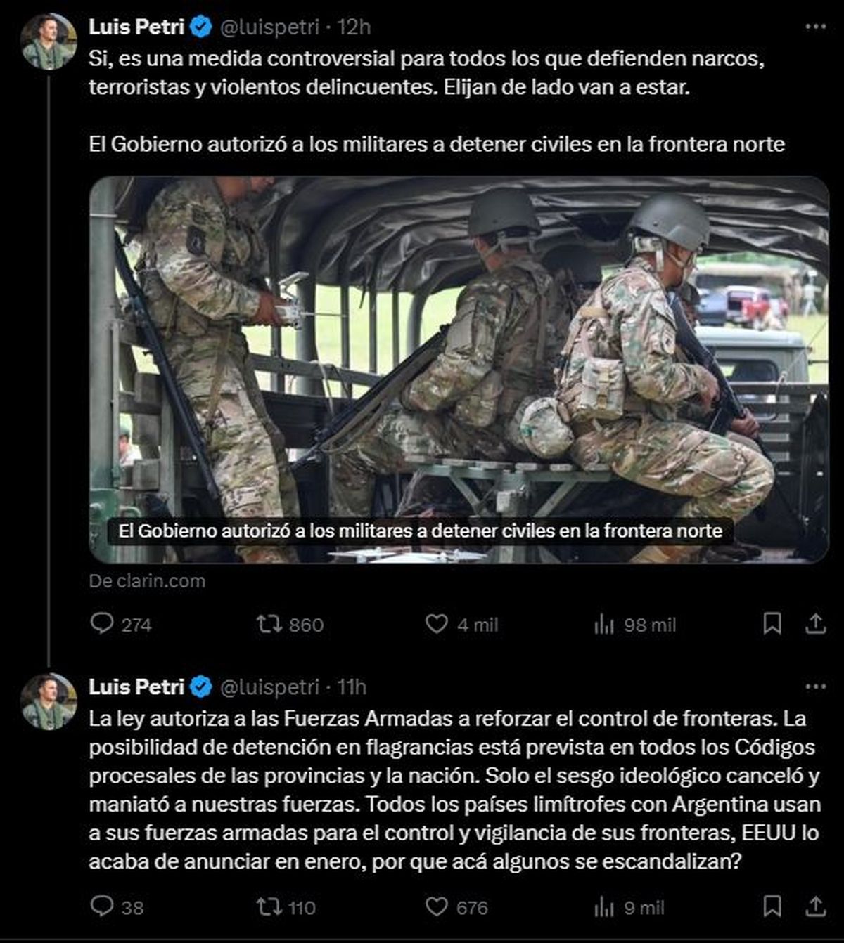 La publicación del mendocino Luis Petri en X. La publicación del mendocino Luis Petri en X.