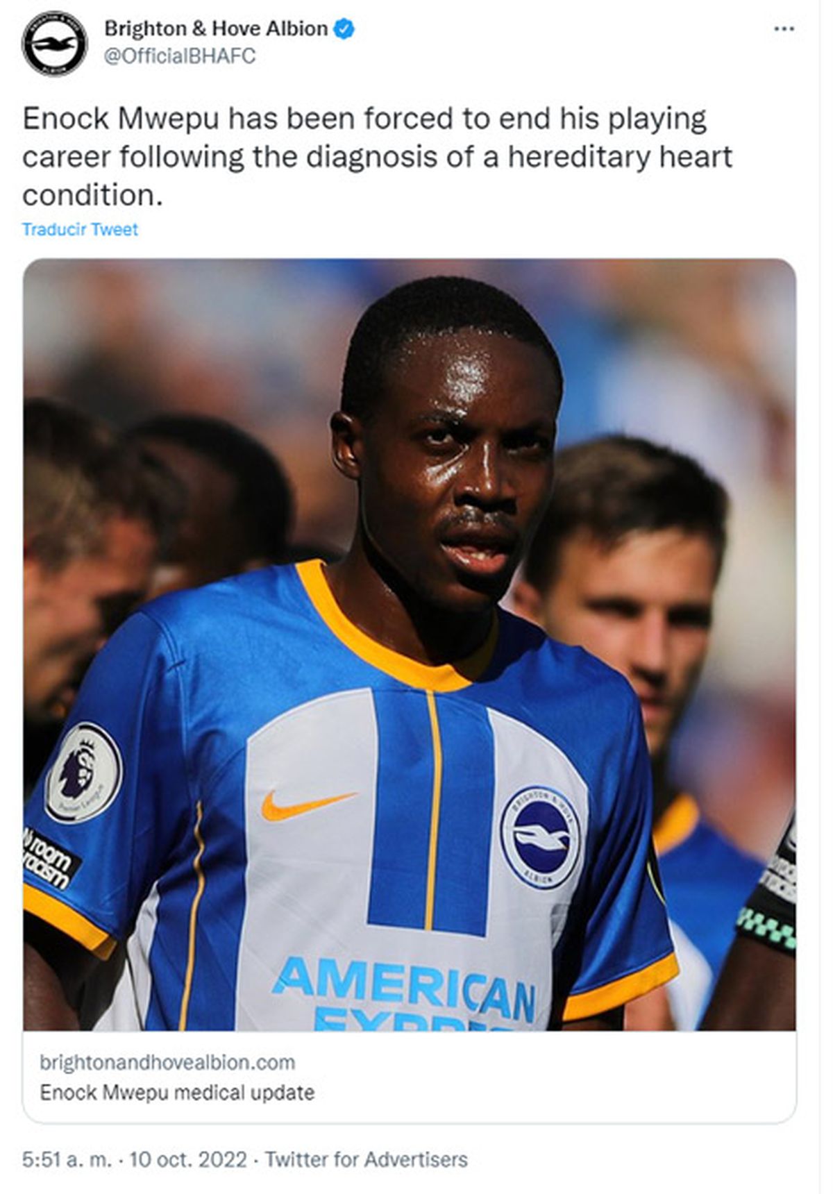 Comunicado de Brighton de la Premier League inglesa.