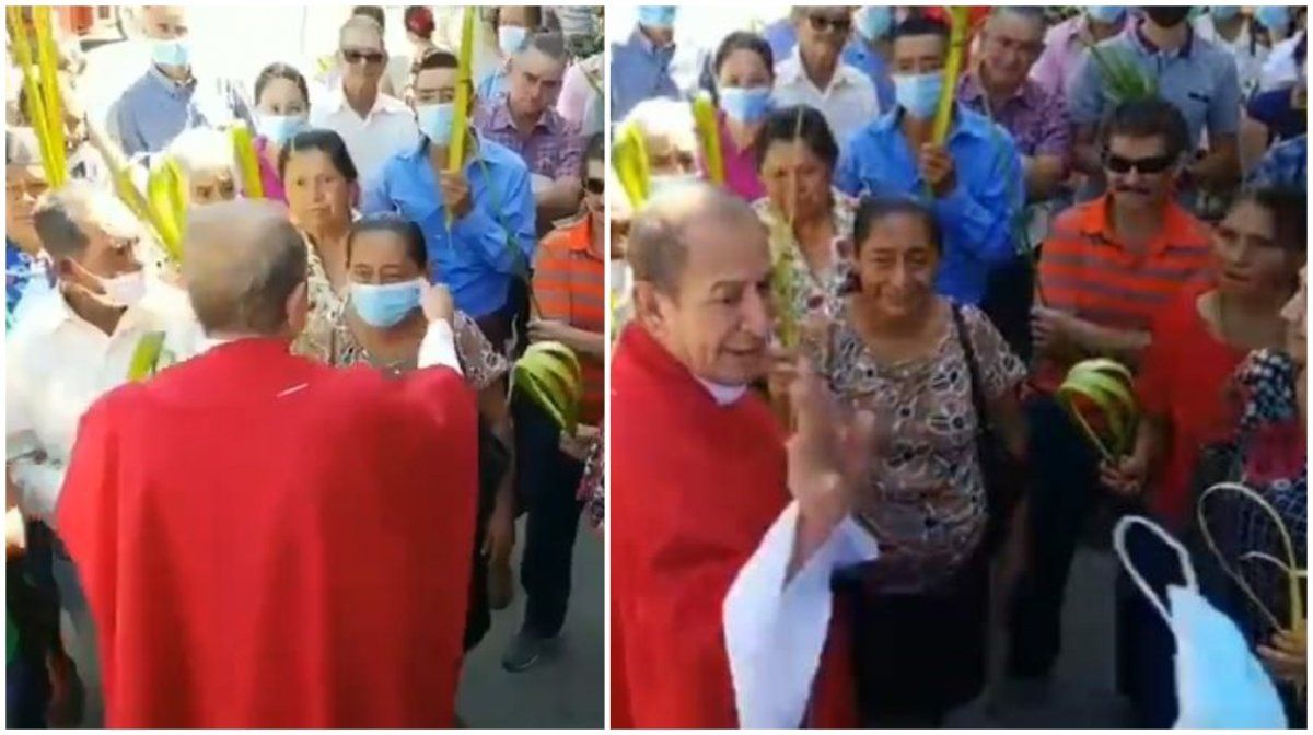 Abuso de autoridad. Un cura la arrancó el barbijo a una fiel.