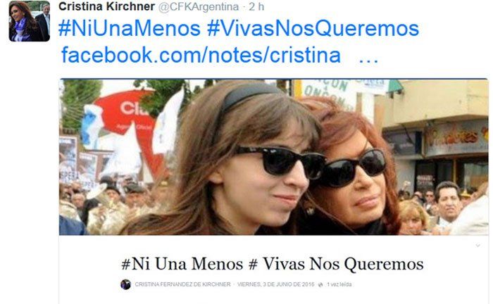 Cristina Kirchner y su hija se expresaron contra el machismo y la violencia de género