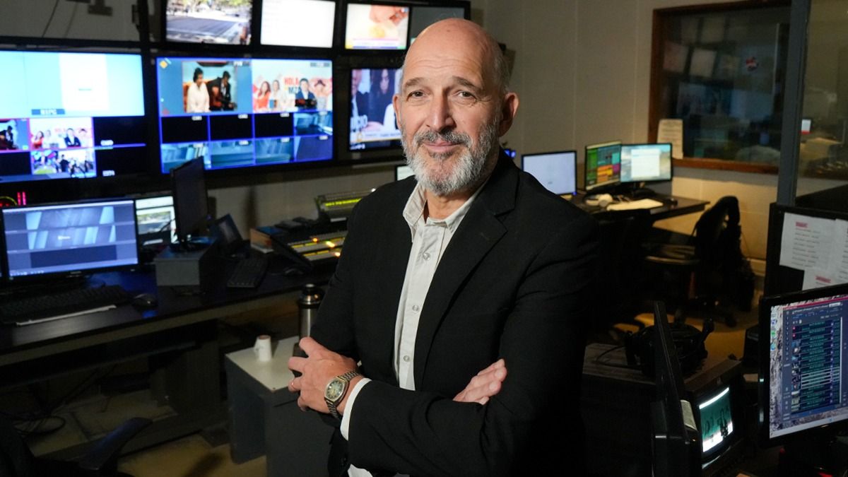 El periodista Sergio Dimaría en el control técnico de El Siete. El periodista Sergio Dimaría en el control técnico de El Siete.