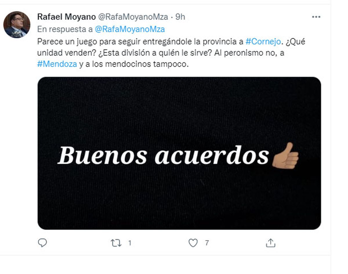 Para Moyano, Alfredo Cornejo es el principal beneficiado de la ruptura en el peronismo mendocino.