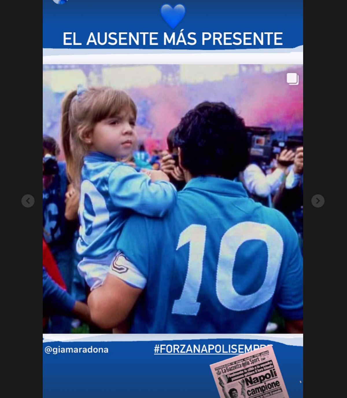 Claudia, Dalma y Giannina recordaron a Diego Maradona el día de la coronación del Nápoli