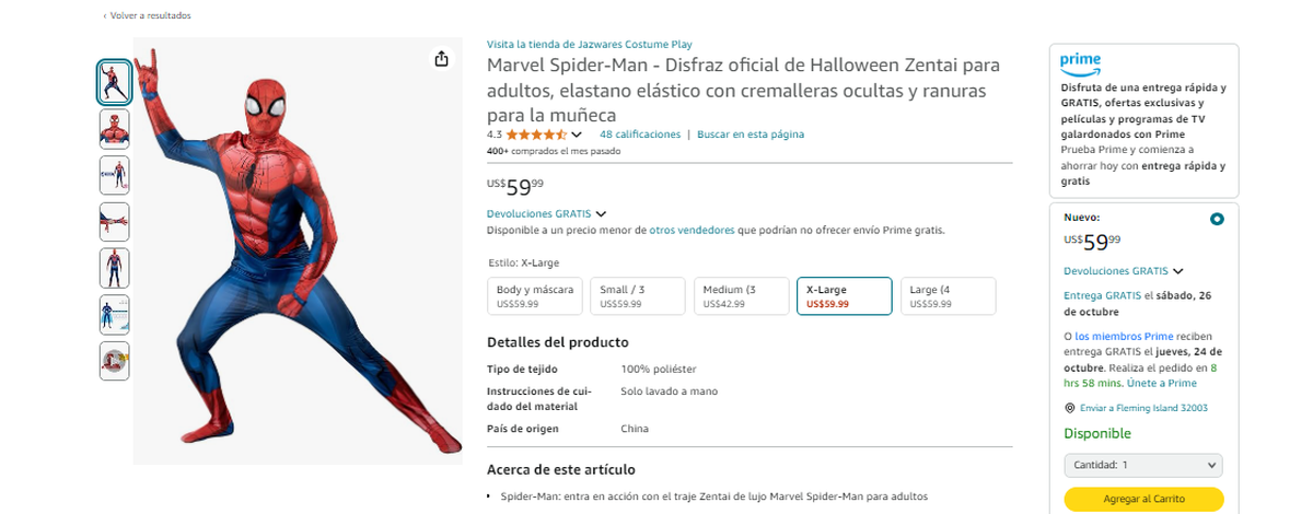 Disfraz Spiderman. Disfraz Spiderman.