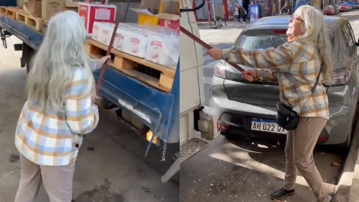 Una mujer discutió con un chofer y destrozó el camión con un fierro