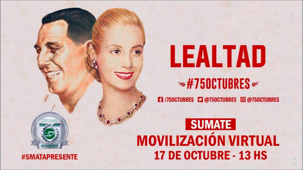 Los festejos virtuales del Día de la Lealtad Peronista serán éste sábado 17 de octubre.