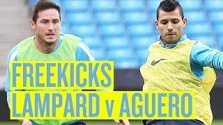 El Kun Agüero y Lampard, protagonistas de un desafío de tiros libres