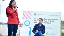 Flor Destéfanis inauguró la Ruta 50 con fondos de Nación y apuntó contra la Provincia.