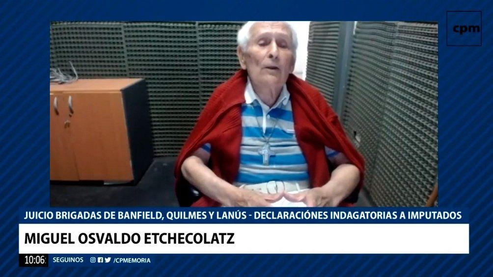 Etchecolatz declaró por videoconferencia desde el penal de Campo de Mayo.