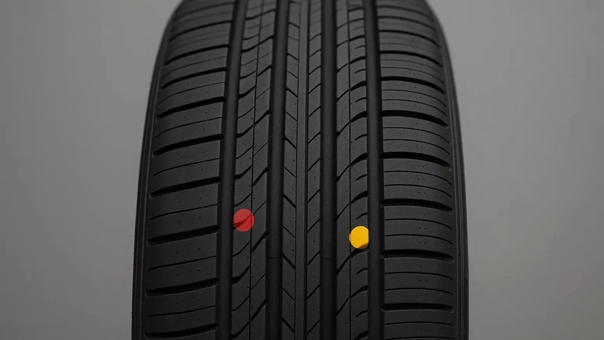 Muchas ruedas vienen con puntos de colores. Muchas ruedas vienen con puntos de colores.