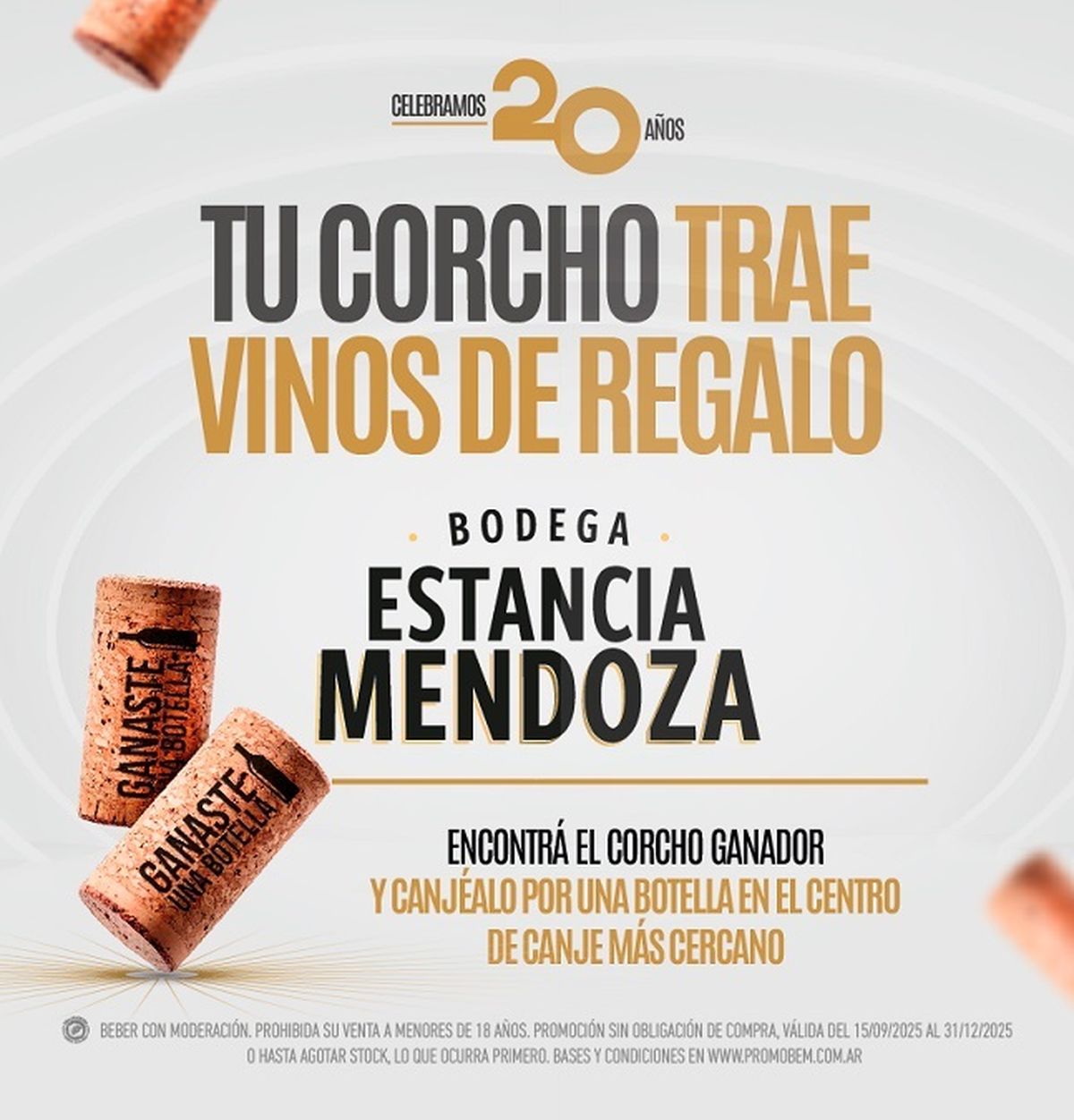 Estancia Mendoza lanza una promoción para agradecer a sus consumidores por dos décadas de confianza. Estancia Mendoza lanza una promoción para agradecer a sus consumidores por dos décadas de confianza.