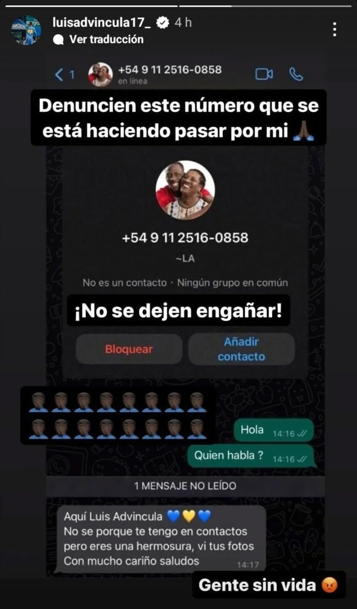 Luis Advíncula hizo una seria denuncia en las redes sociales. Luis Advíncula hizo una seria denuncia en las redes sociales.