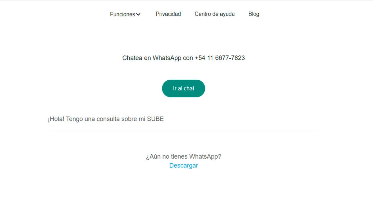 Para consultar el saldo de la SUBE por WhatsApp hay que agendar el contacto 11-6677-7823 y escribir un mensaje.