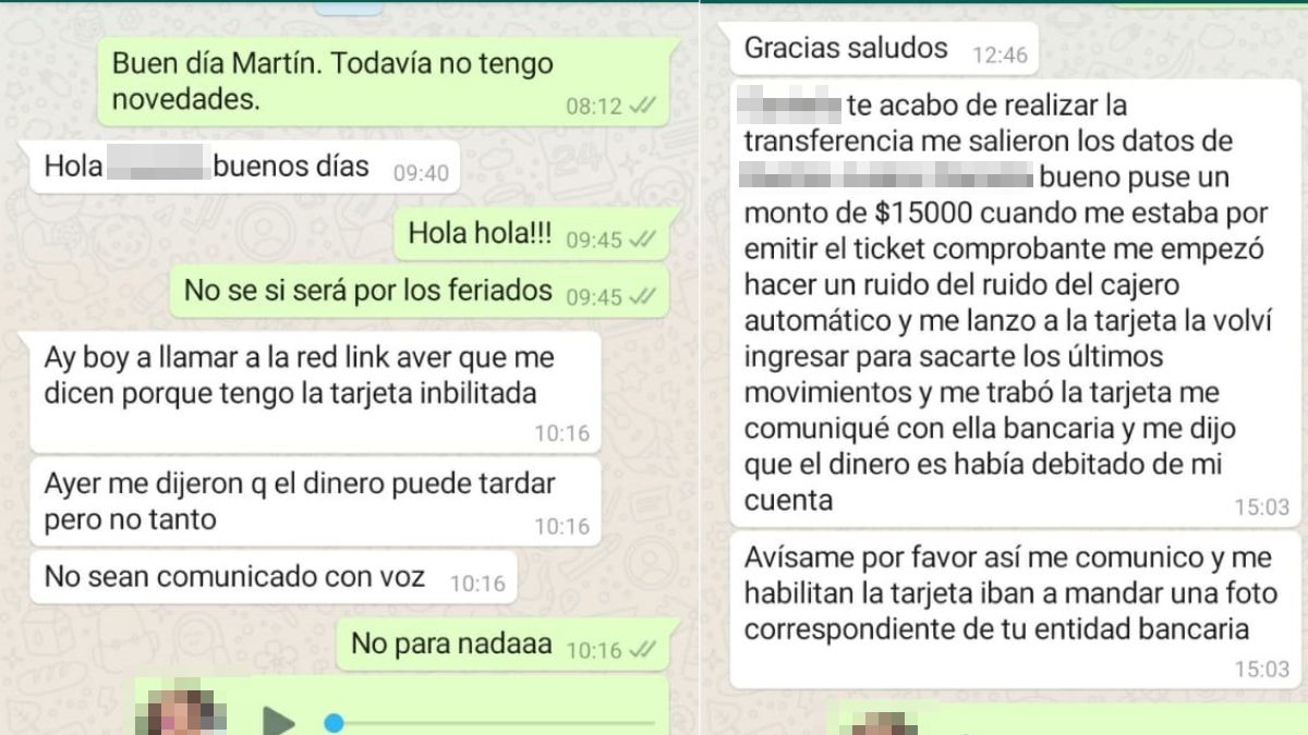 Tras contactar por Marketplace, la estafa continúa por Whatsapp.
