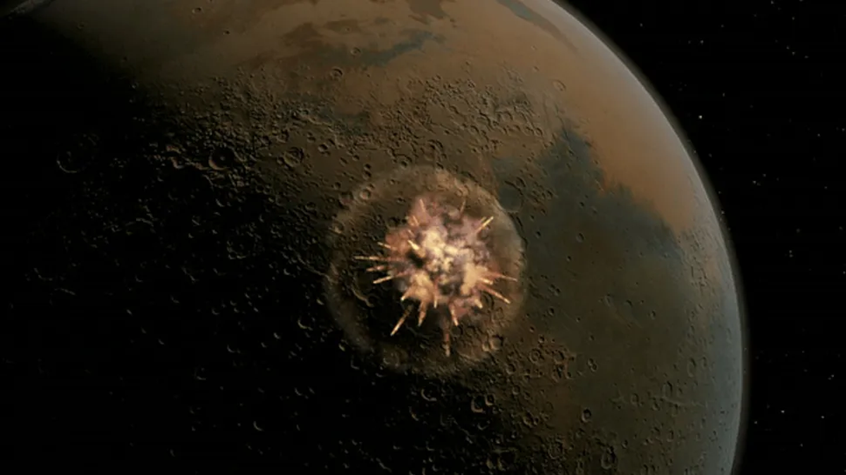 Se cree que el meteorito se desprendió de marte tras el impacto de un asteroide en el planeta rojo. Se cree que el meteorito se desprendió de marte tras el impacto de un asteroide en el planeta rojo.