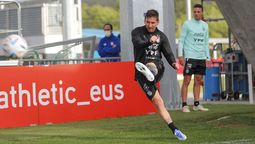 Lionel Messi se entrenó en Bilbao.