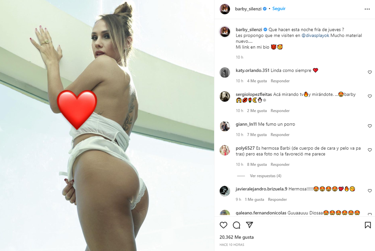 Barby Silenzi metió foto en culotte y un video caserito muy bomba en Divas  Play