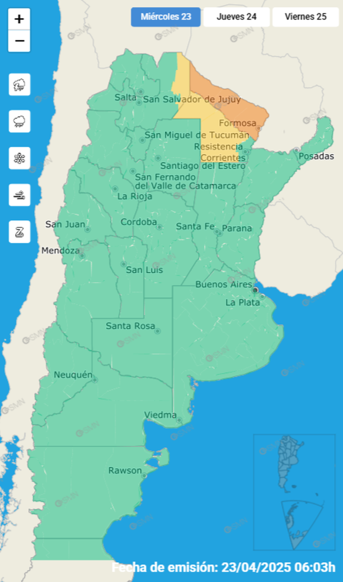 Las demás provincias se encuentran en alerta amarilla Las demás provincias se encuentran en alerta amarilla