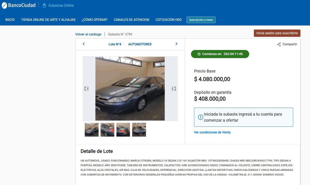 El Banco Ciudad subasta una gran variedad de bienes, que pueden incluir inmuebles (casas, departamentos), veh&iacute;culos (autos y camionetas) y mercader&iacute;as en general.