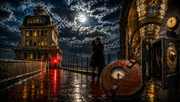 Con sus 100 años, el pasaje San Martín todavía guarda algunos secretos. Imagen compuesta con IA.