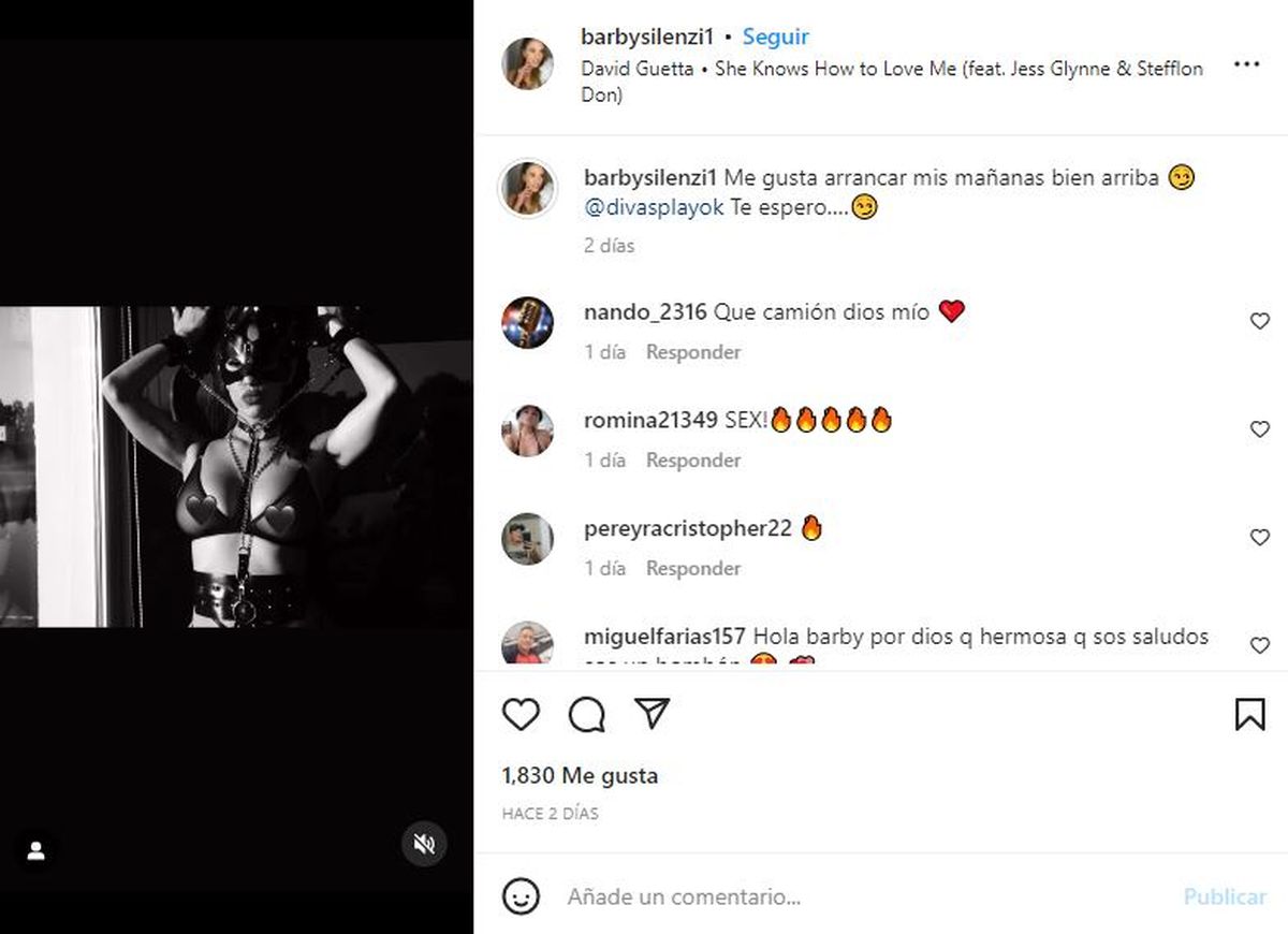 El posteo en Instagram de Barby Silenzi promocionado su perfil de Divas Play.