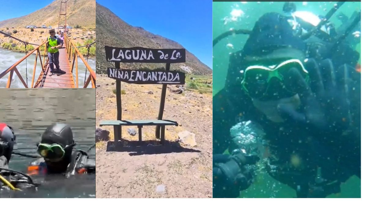 Postales de los distintos momentos que muestra el video del intendente de Malargüe, Celso Jaque, buceando en la laguna La Niña Encantada. Postales de los distintos momentos que muestra el video del intendente de Malargüe, Celso Jaque, buceando en la laguna La Niña Encantada.