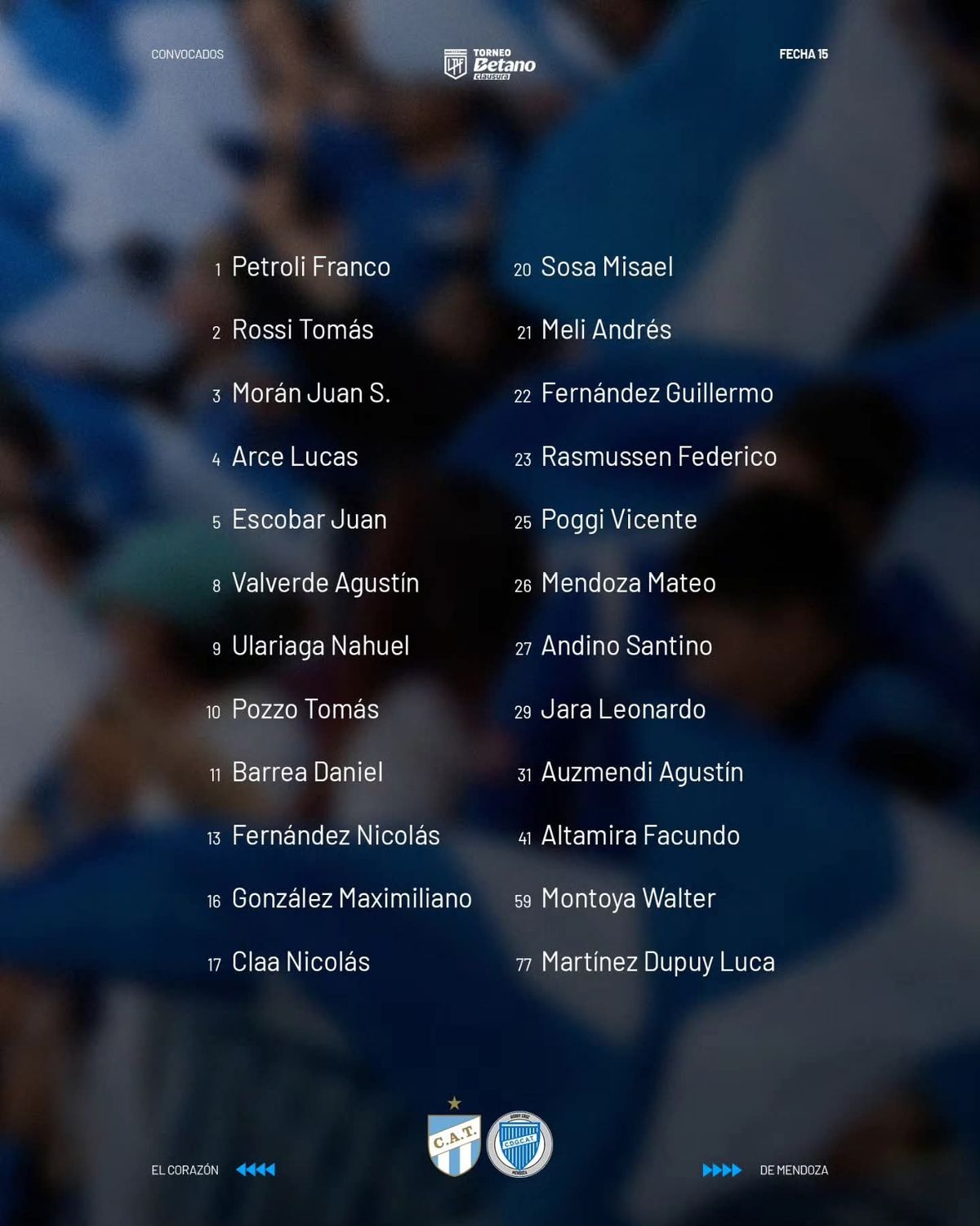 Estos son los convocados en Godoy Cruz.