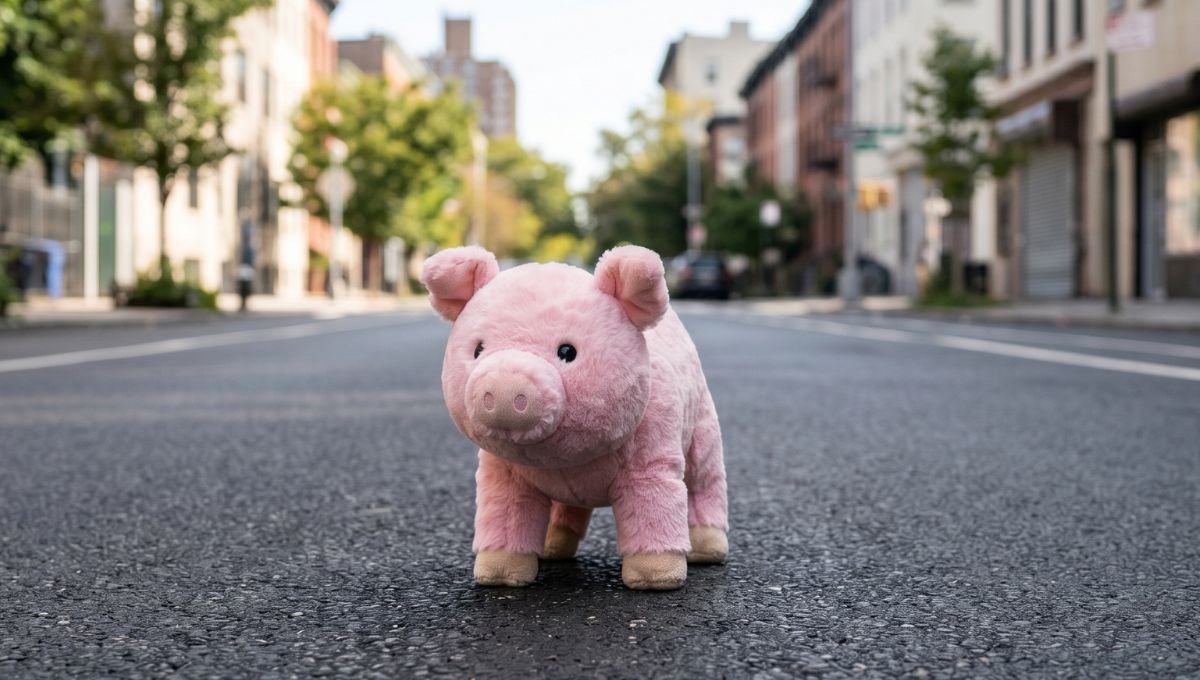 El espeluznante significado del peluche del puerquito rosa en la calle (Imagen ilustrativa Diario UNO/IA)