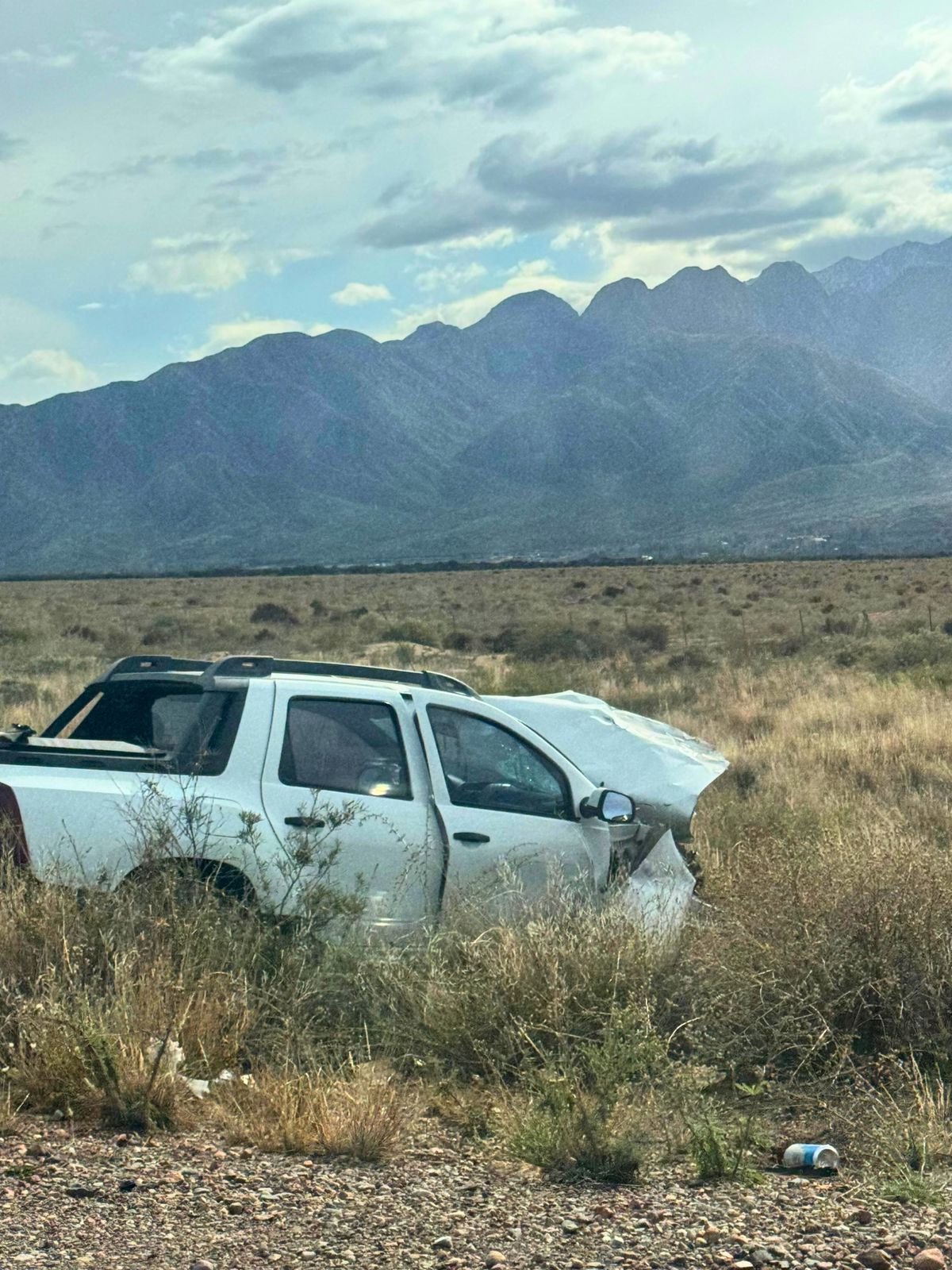 As&iacute; qued&oacute; una de las camionetas despu&eacute;s del fuerte accidente en la Ruta 7.