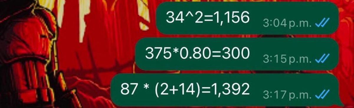 Cómo usar la calculadora secreta de WhatsApp para realizar cualquier operación matemática Cómo usar la calculadora secreta de WhatsApp para realizar cualquier operación matemática