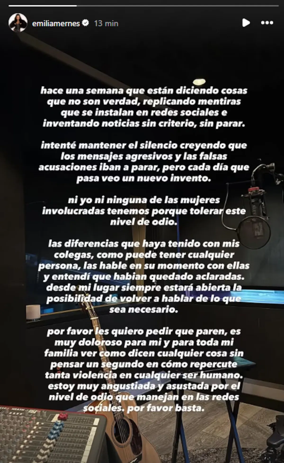 El descargo de Emilia Mernes. El descargo de Emilia Mernes.