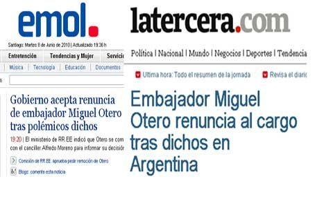Renunció el embajador de Chile en Argentina