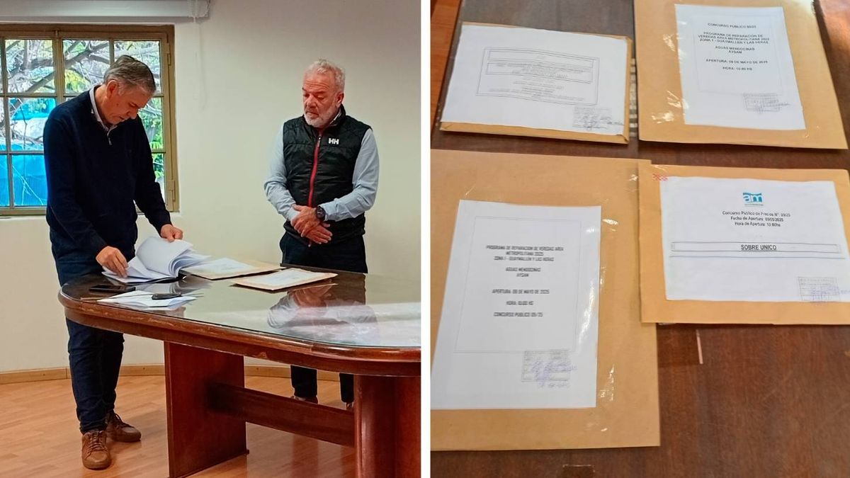 El presidente de AYSAM, Humberto Mingorance (derecha) durante la apertura de sobres de la licitación. El presidente de AYSAM, Humberto Mingorance (derecha) durante la apertura de sobres de la licitación.