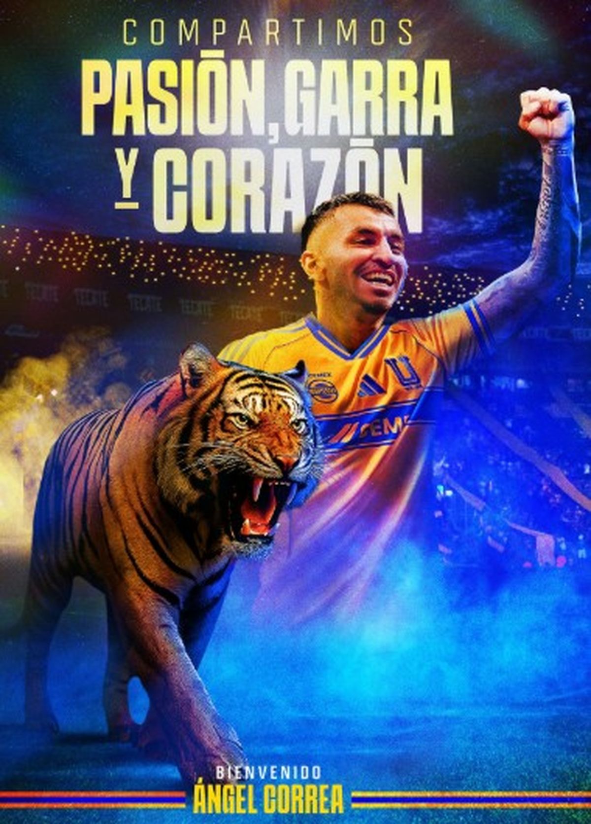 La bienvenida a &Aacute;ngel Correa a Tigres.