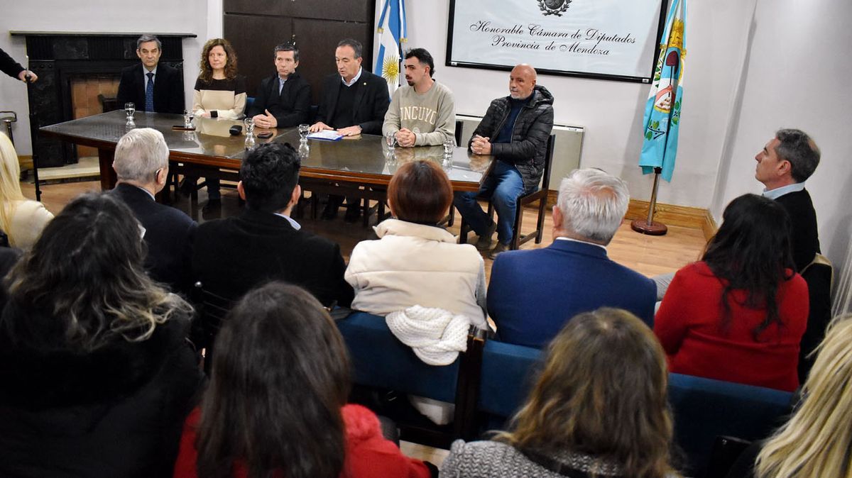 Representantes de la UNCuyo, con legisladores de distintos partidos. Representantes de la UNCuyo, con legisladores de distintos partidos.