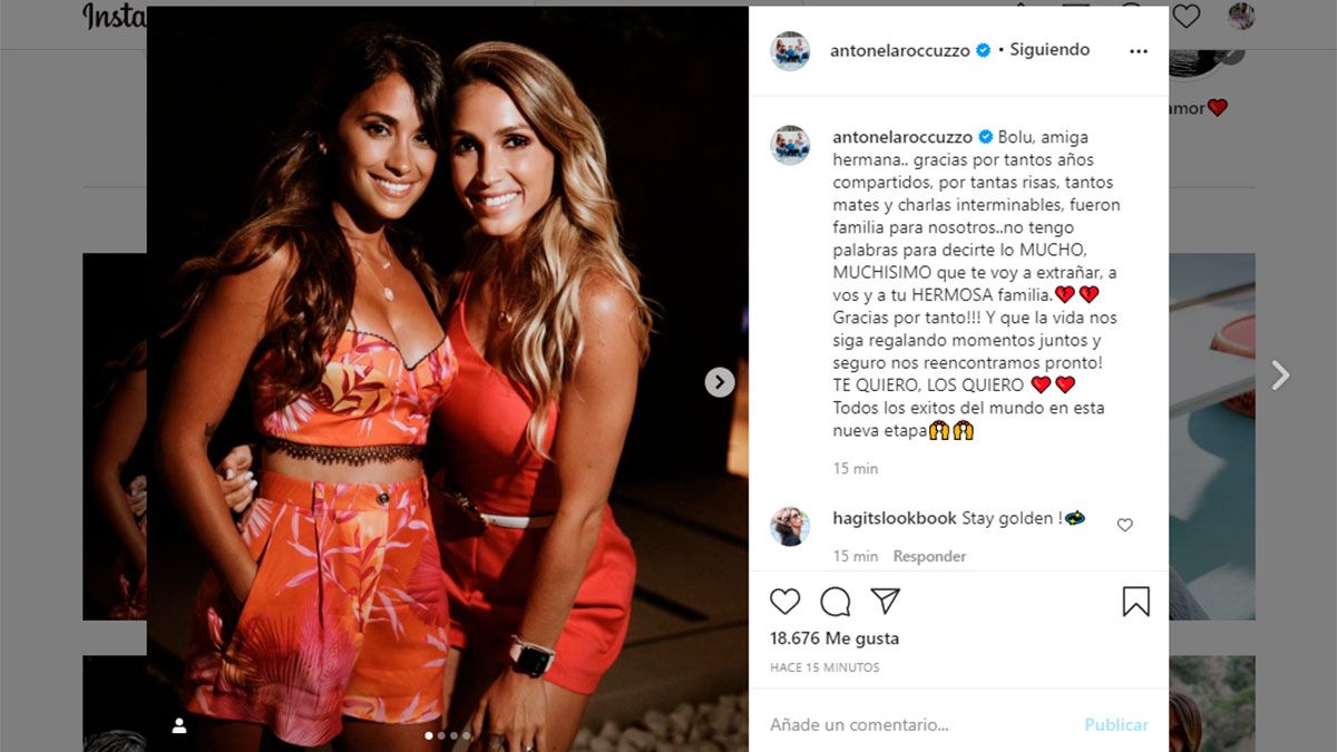 Antonela Roccuzzo le dedicó unas emotivas palabras a su amiga Sofía Balbi. (Gentileza @antonelaroccuzzo).
