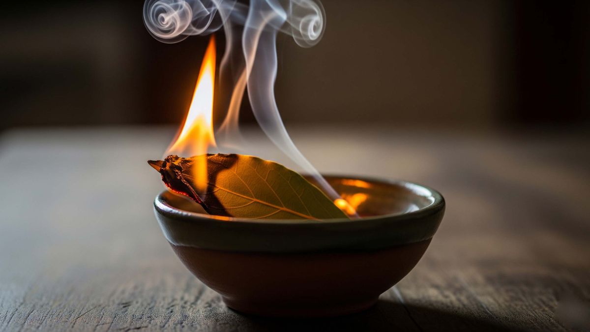 Cómo prender fuego una hoja de laurel.