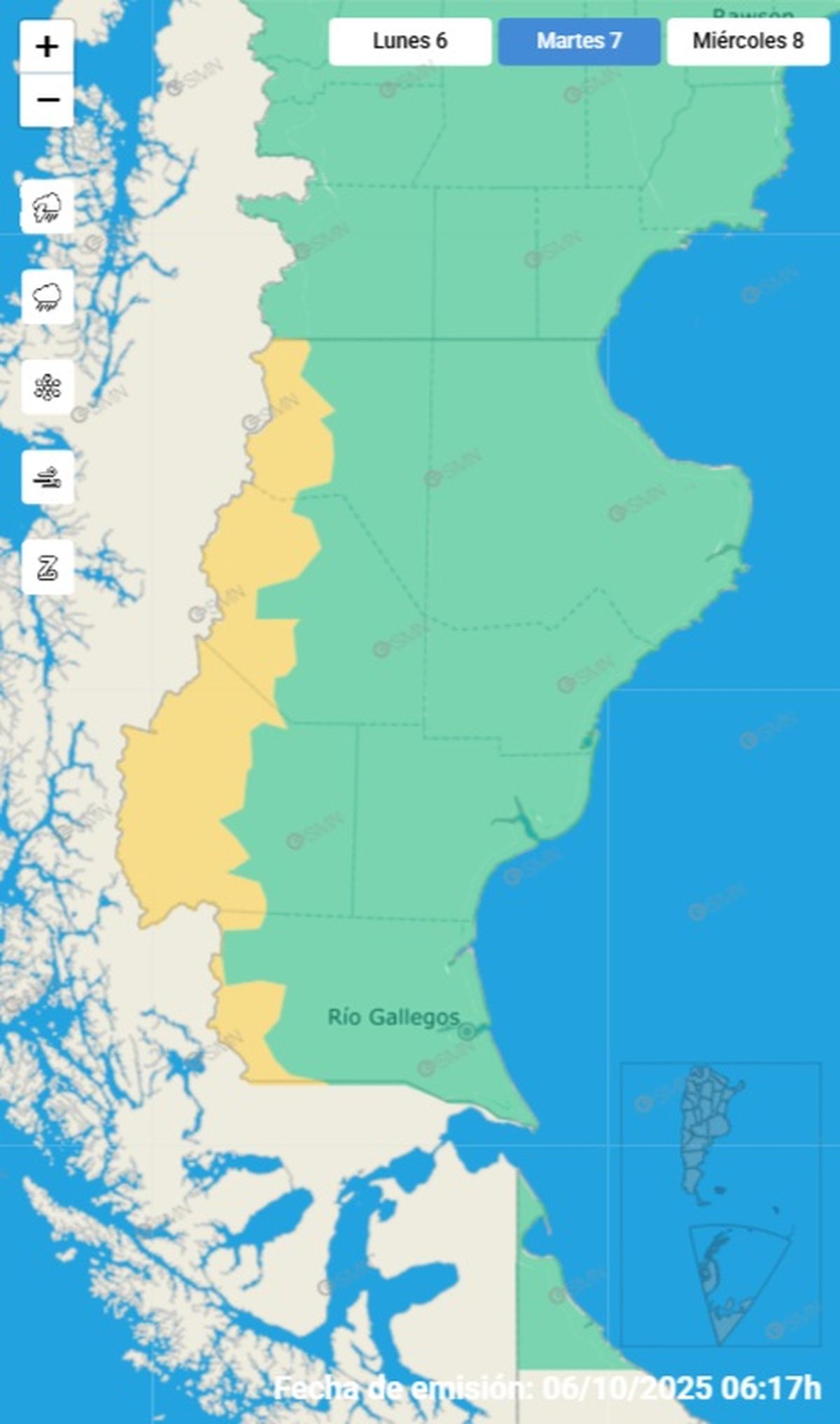 Esta es la única provincia en alerta por nevadas. Esta es la única provincia en alerta por nevadas.