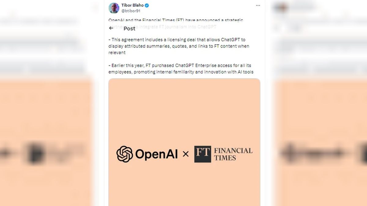 La asociación estratégica de Financial Times y OpenAI permitirá a los usuarios acceder a información precisa y confiable La asociación estratégica de Financial Times y OpenAI permitirá a los usuarios acceder a información precisa y confiable