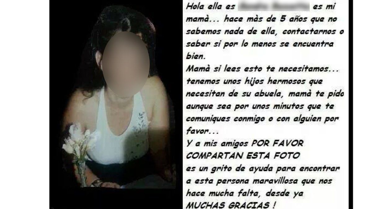 Los posteos que realizaron los hijos de la víctima durante su desaparición.