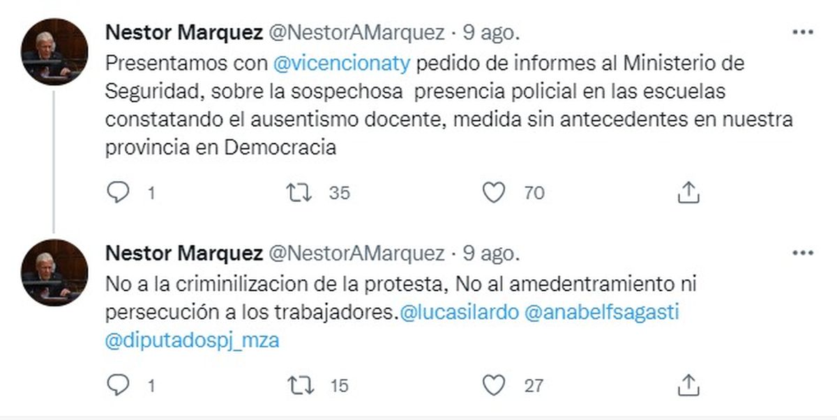 Márquez presentó un pedido de informes con apoyo de su bloque en Diputados.