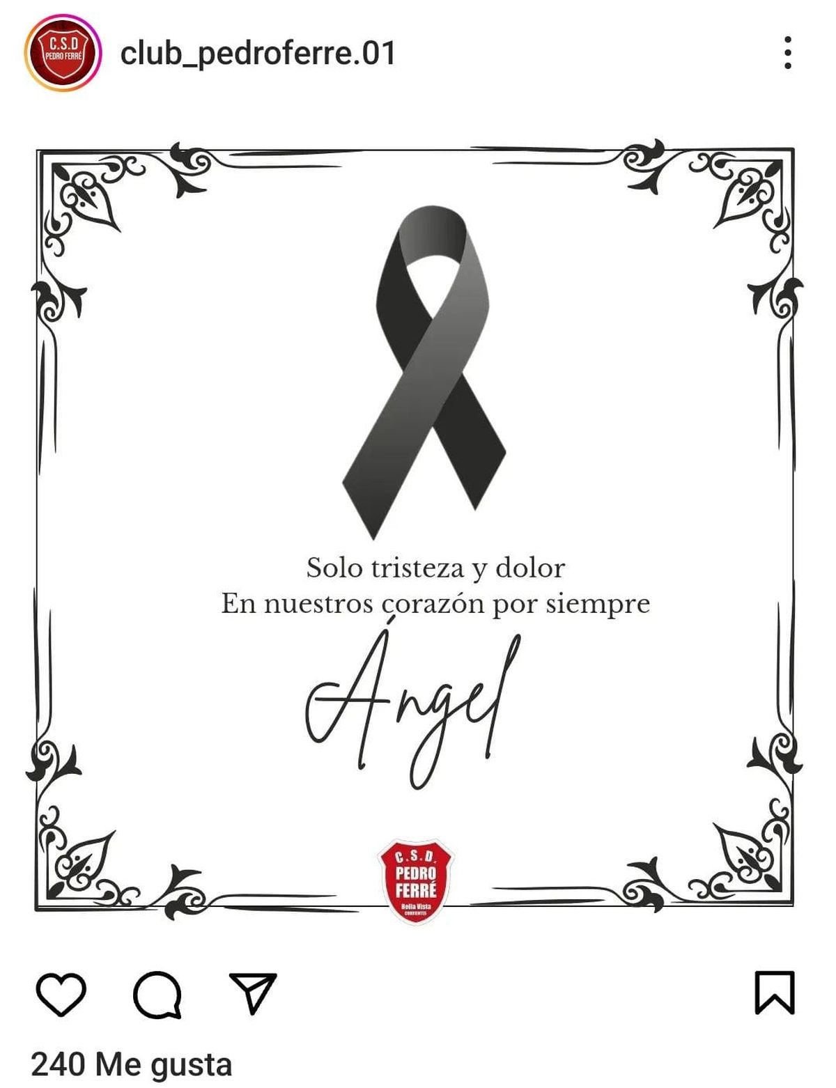 El primer mensaje del club tras conocerse el fallecimiento de Ojeda. El primer mensaje del club tras conocerse el fallecimiento de Ojeda.