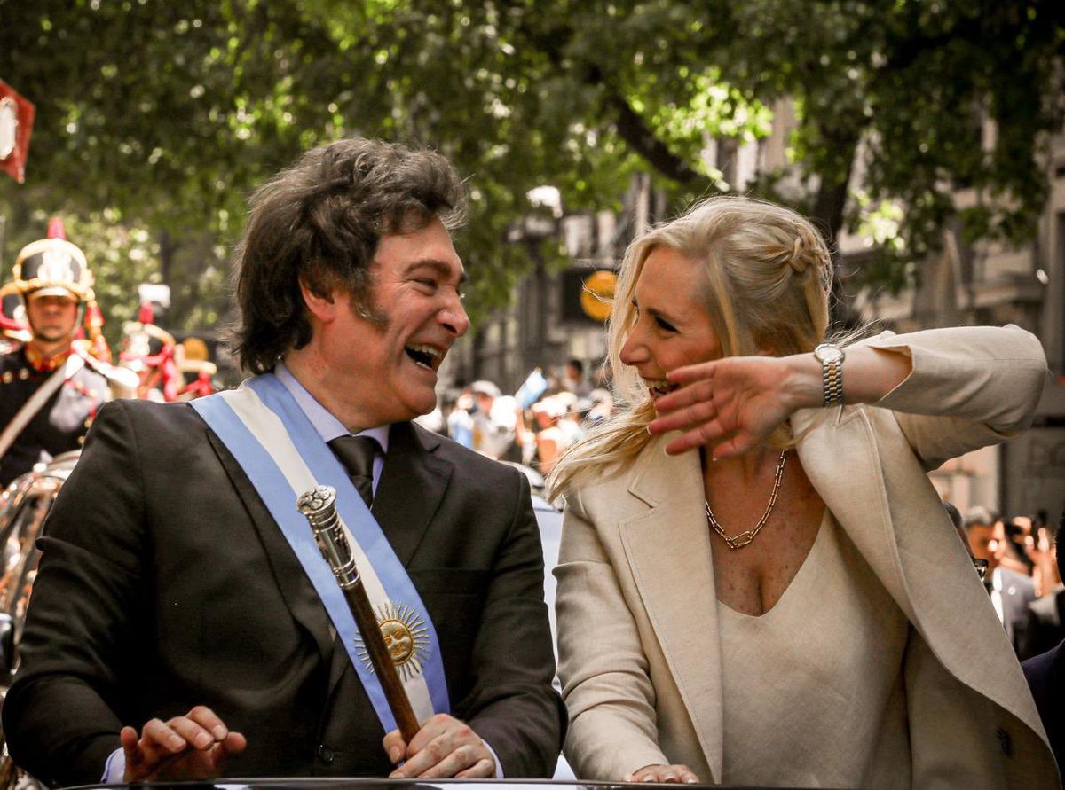 El presidente Javier Milei y su hermana Karina Milei. El presidente Javier Milei y su hermana Karina Milei.